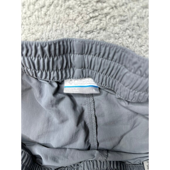 Columbia running Shorts Sz large gray/aqua trim one pocket - Picture 8 of 8